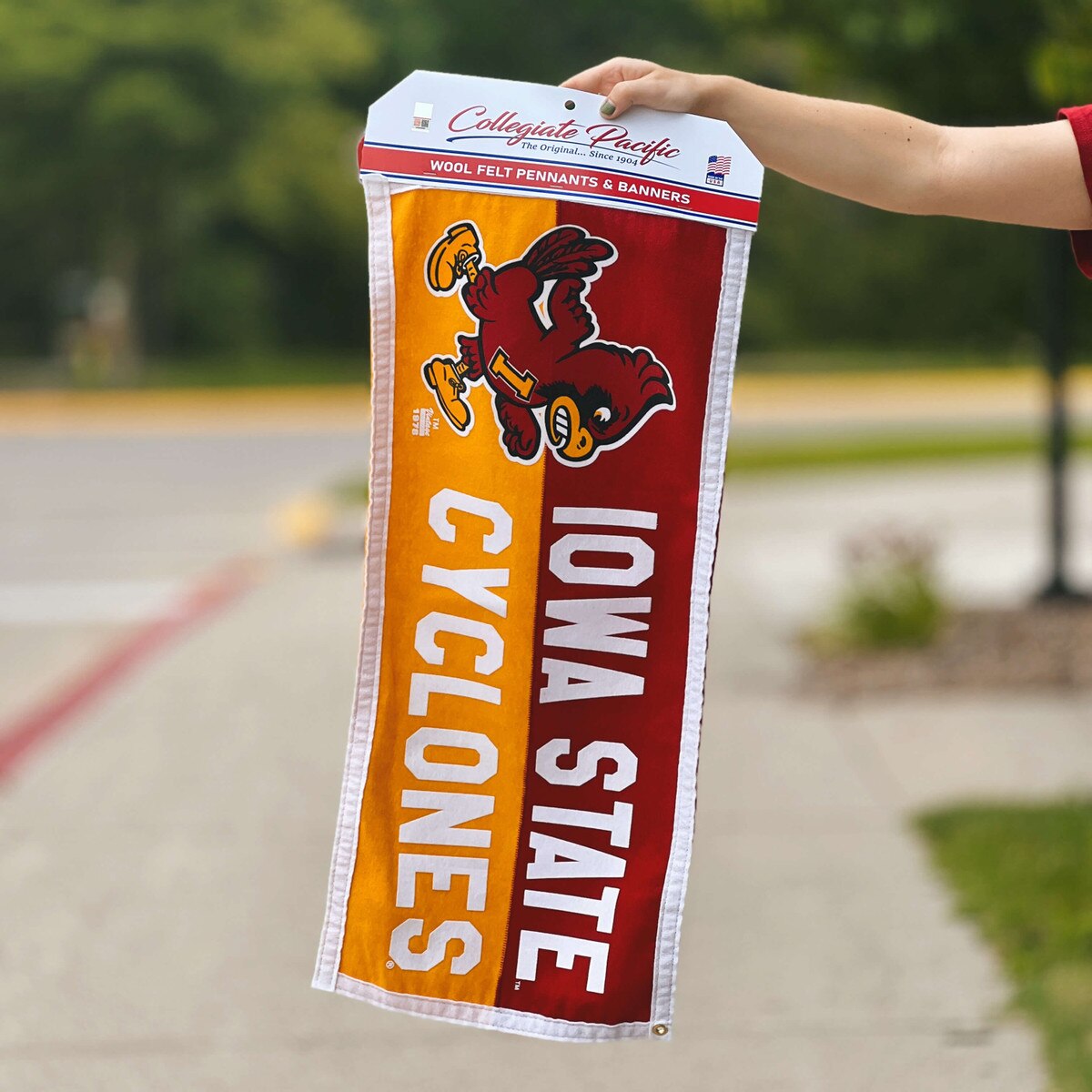 Walking Cy Iowa State Cyclones Cardinal & Gold Banner (14"x32")